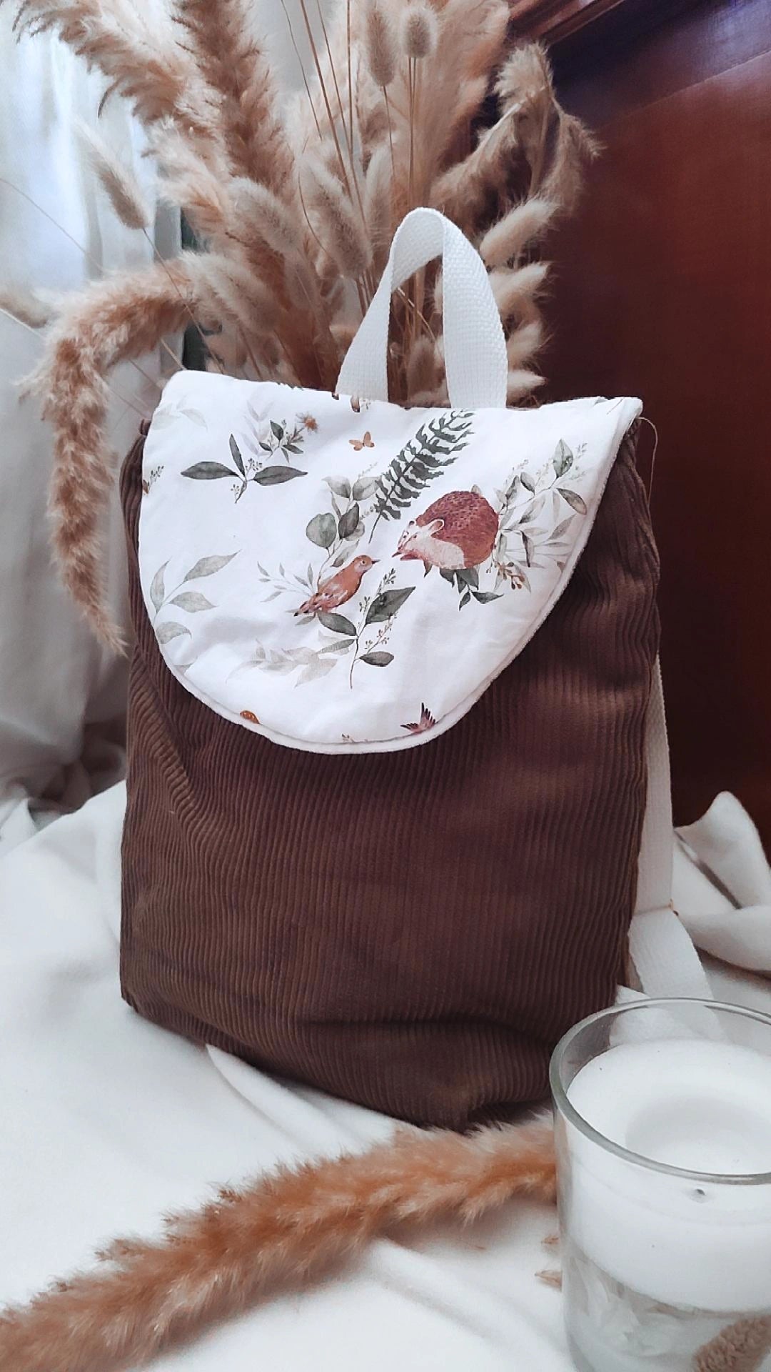 Sac à dos crèche / maternelle  – Modèle forêt en tissu fait main