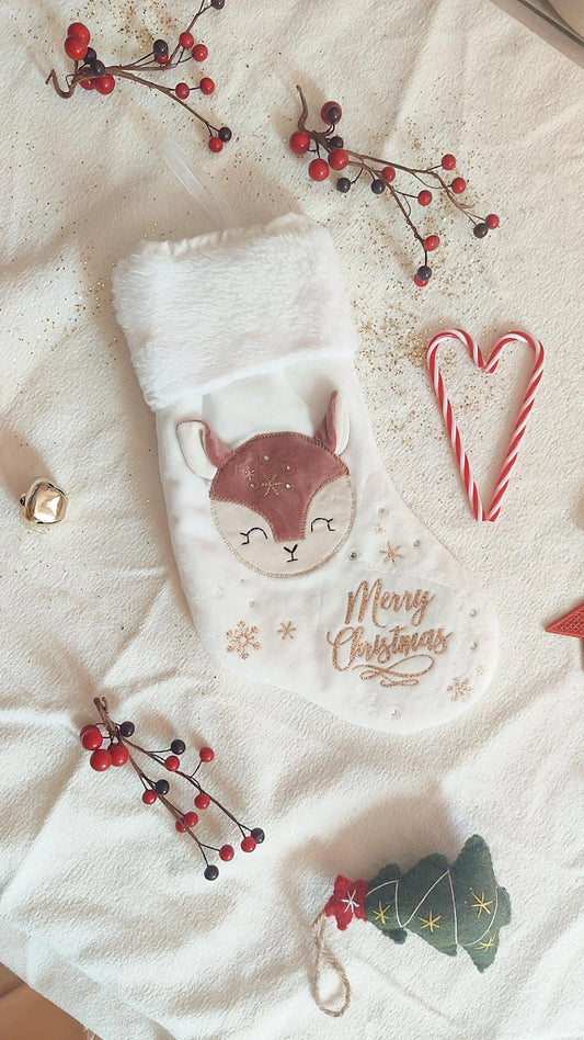 Chaussette de Noël Rosie La biche Rose ✨- Personnalisable