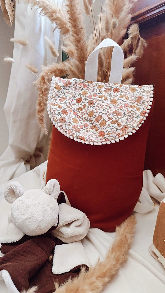 Sac à dos crèche / maternelle  – Modèle Champêtre en tissu fait main