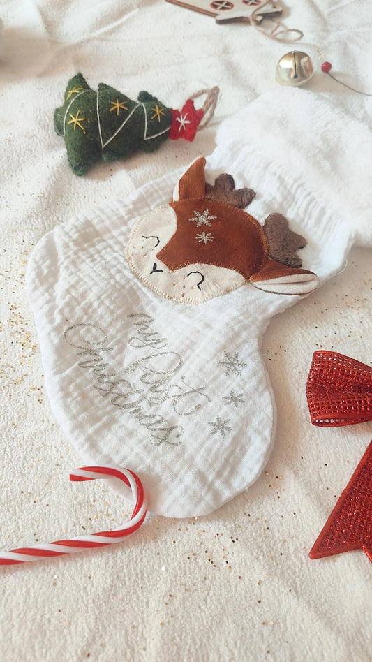 Chaussette de Noël modèle Cerf Séraphin - Personnalisable