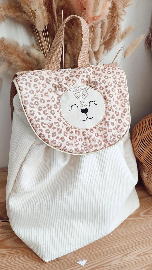 Sac à dos le léopard personnalisable – L'univers tendre et sauvage du léopard pour la rentrée en maternelle 